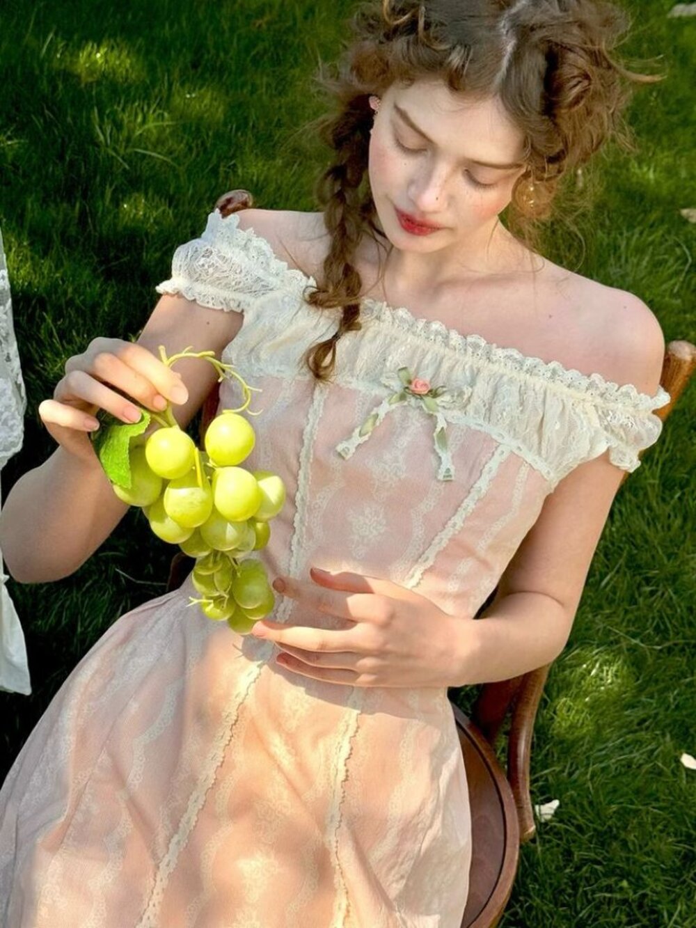 Romantic Off-Shoulder Pink Lace Tea Dress